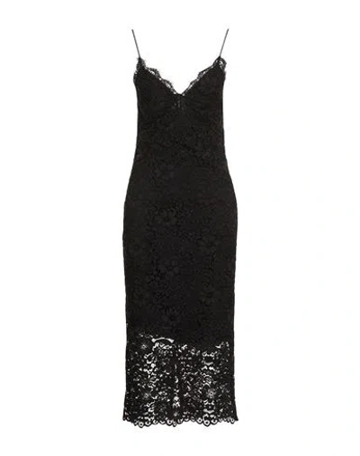 Liu •jo Woman Midi Dress Black Size 4 Viscose, Cotton, Polyamide