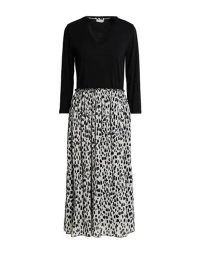 Liu •jo Woman Midi Dress Black Size 6 Polyester, Cotton, Elastane