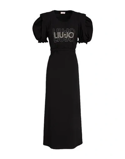 Liu •jo Woman Midi Dress Black Size S Cotton In Animal Print