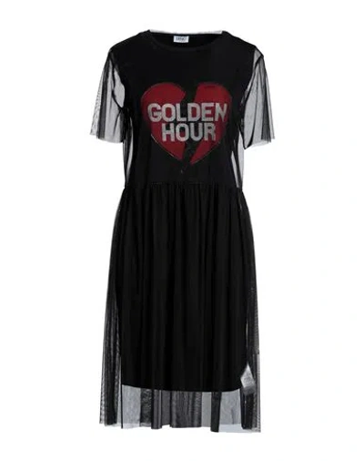 Liu •jo Woman Midi Dress Black Size S Cotton, Elastane, Polyester