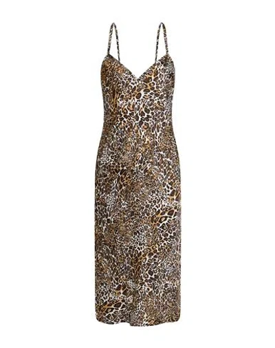 Liu •jo Woman Midi Dress Black Size S Viscose In Animal Print
