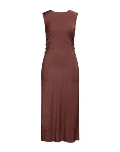 Liu •jo Woman Midi Dress Brown Size 8 Polyester, Elastane