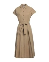 Liu •jo Woman Midi Dress Camel Size 12 Cotton In Beige