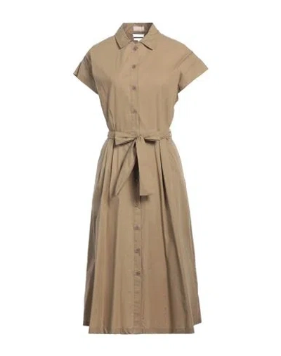 Liu •jo Woman Midi Dress Camel Size 12 Cotton In Beige