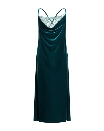 Liu •jo Woman Midi Dress Emerald Green Size L Polyester, Elastane