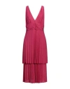 Liu •jo Woman Midi Dress Fuchsia Size 12 Viscose, Polyester, Polyamide, Elastane In Pink