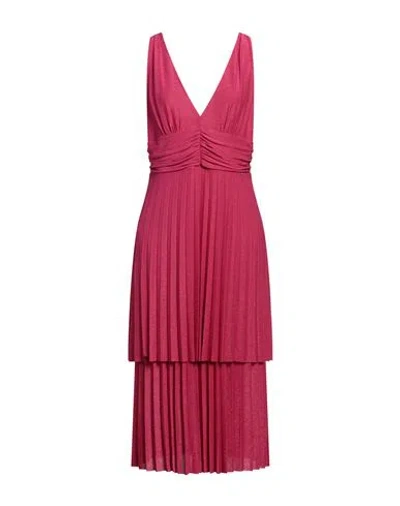 Liu •jo Woman Midi Dress Fuchsia Size 12 Viscose, Polyester, Polyamide, Elastane In Pink