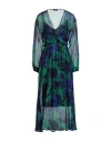 Liu •jo Woman Midi Dress Green Size 6 Silk, Viscose In Green
