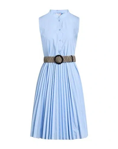 Liu •jo Woman Midi Dress Light Blue Size 10 Polyester, Cotton
