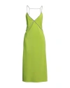 Liu •jo Avocado Green Midi Dress With Rhinestone Straps In Crepe Fabric Woman In Green