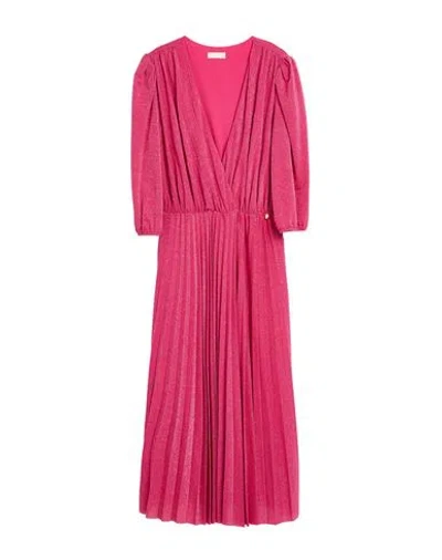 Liu •jo Woman Midi Dress Magenta Size 8 Viscose, Polyamide, Polyester, Elastane In Pink
