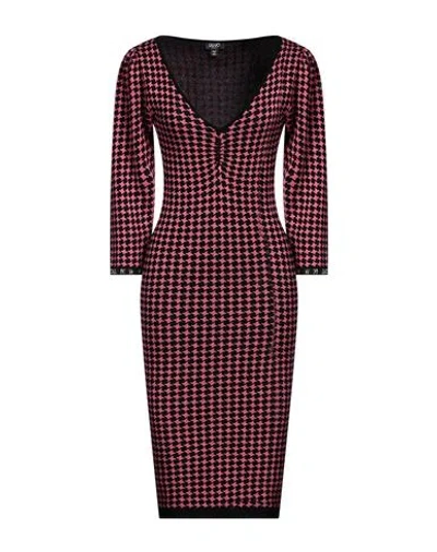 Liu •jo Woman Midi Dress Magenta Size L Viscose, Metallic Polyester, Polyamide, Elastane
