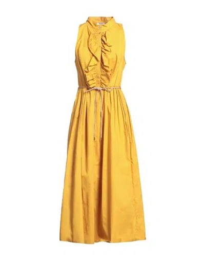 Liu •jo Woman Midi Dress Marigold Size 12 Cotton In Yellow