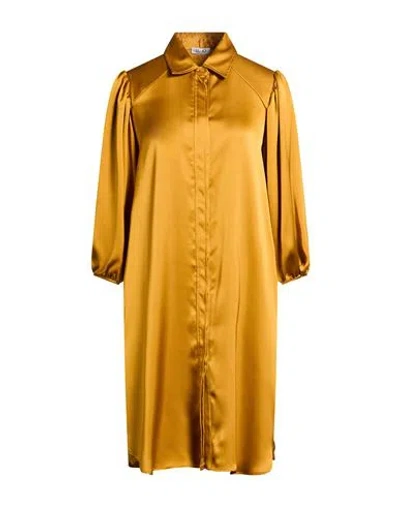 Liu •jo Woman Midi Dress Mustard Size 8 Polyester In Gold