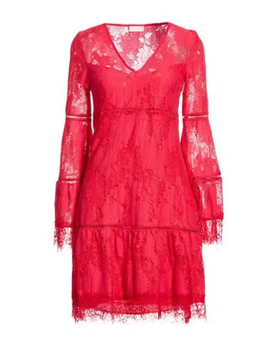 Liu •jo Woman Midi Dress Red Size 6 Cotton, Polyamide