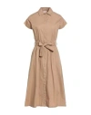 Liu •jo Woman Midi Dress Sand Size 12 Cotton In Neutral