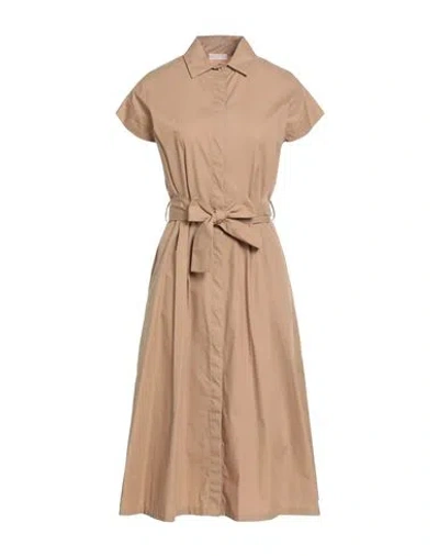 Liu •jo Woman Midi Dress Sand Size 12 Cotton In Neutral