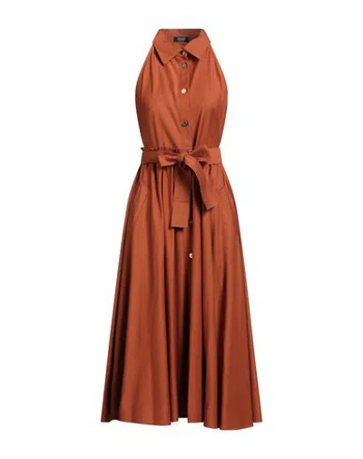 Liu •jo Woman Midi Dress Tan Size 8 Viscose, Polyester In Multi