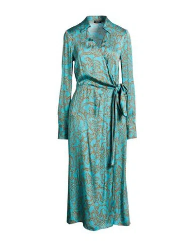 Liu •jo Woman Midi Dress Turquoise Size 6 Viscose In Blue