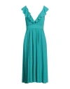 Liu •jo Woman Midi Dress Turquoise Size 8 Polyester In Blue