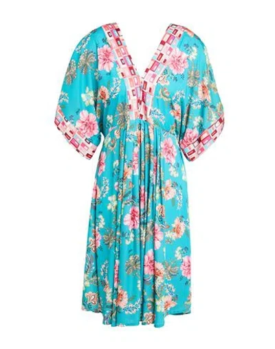 Liu •jo Woman Midi Dress Turquoise Size L Polyester, Elastane