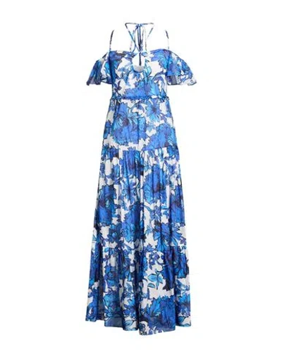 Liu •jo Woman Midi Dress White Size 6 Cotton In Blue