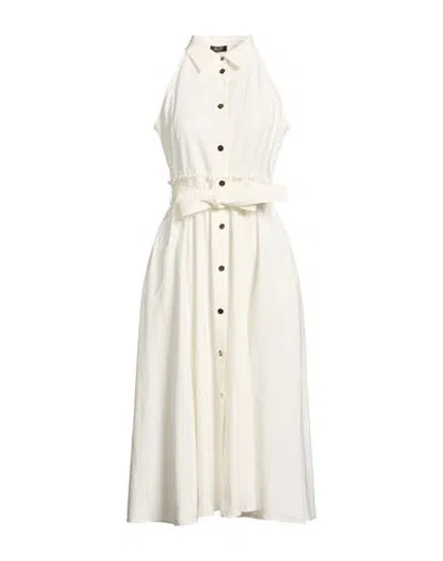 Liu •jo Woman Midi Dress White Size 8 Viscose, Polyester In Neutral