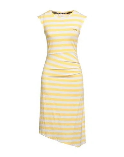 Liu •jo Woman Midi Dress Yellow Size S Viscose, Elastane