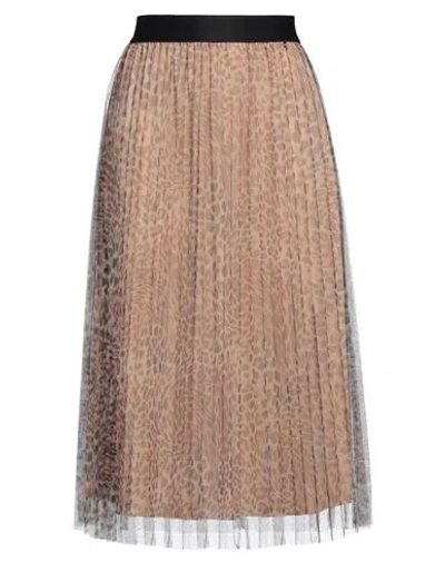 Liu •jo Woman Midi Skirt Beige Size 10 Polyester In Brown