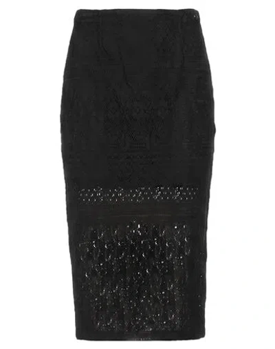 Liu •jo Woman Midi Skirt Black Size 8 Cotton, Polyamide, Elastane