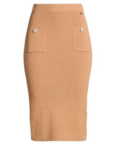 Liu •jo Woman Midi Skirt Camel Size L Viscose, Polyester, Polyamide In Brown