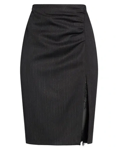 Liu •jo Woman Midi Skirt Charcoal Size 6 Polyester, Viscose, Elastane, Polyamide In Black