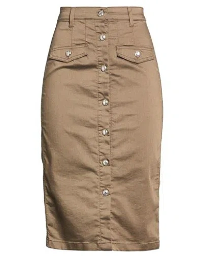 Liu •jo Woman Midi Skirt Dark Green Size 28 Cotton, Polyester, Elastane