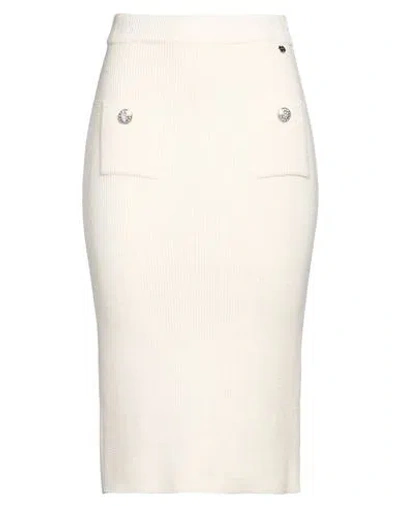 Liu •jo Woman Midi Skirt Ivory Size L Viscose, Polyester, Polyamide In White