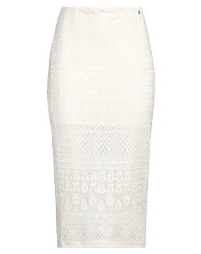 Liu •jo Woman Midi Skirt White Size 6 Cotton, Polyamide, Elastane