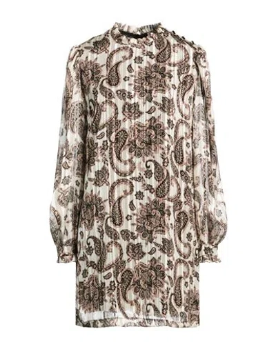 Liu •jo Woman Mini Dress Beige Size 12 Polyester, Metallic Polyester In Brown