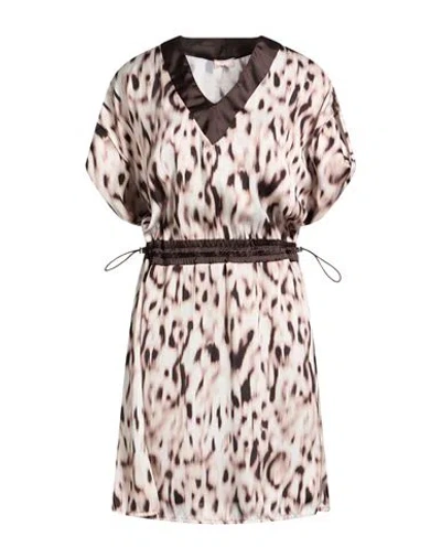 Liu •jo Woman Mini Dress Beige Size L Polyester In Nude