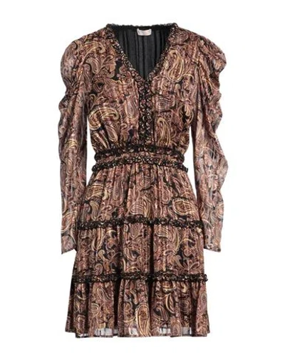 Liu •jo Woman Mini Dress Black Size 8 Polyester, Metallic Fiber