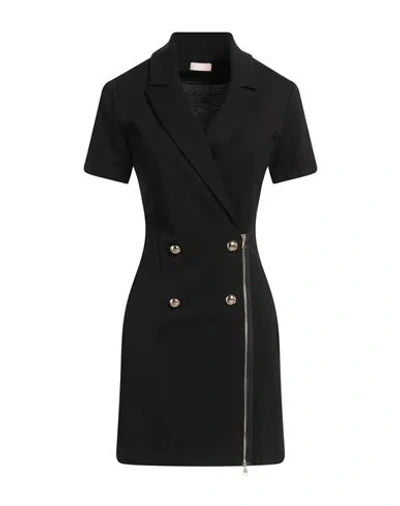 Liu •jo Woman Mini Dress Black Size 12 Viscose, Polyamide, Elastane