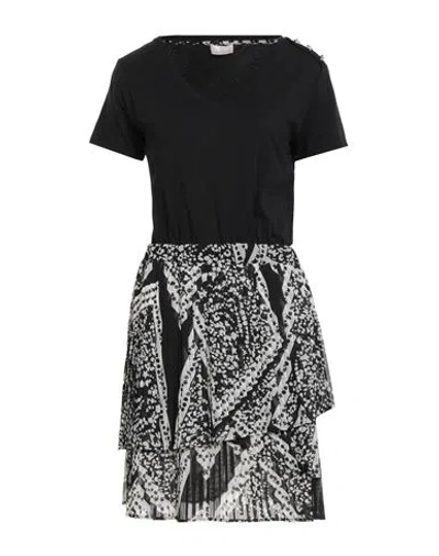 Liu •jo Woman Mini Dress Black Size 6 Cotton, Elastane, Polyester