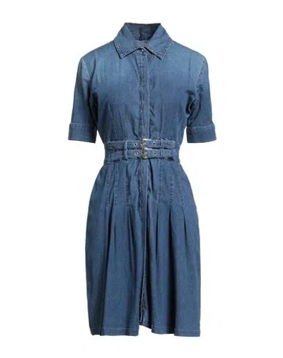 Liu •jo Woman Mini Dress Blue Size 10 Cotton, Elastane