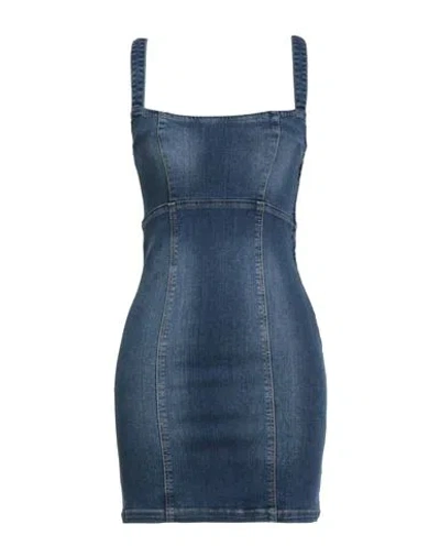 Liu •jo Woman Mini Dress Blue Size 6 Cotton, Elastane