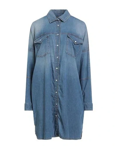 Liu •jo Woman Mini Dress Blue Size 6 Cotton, Elastane