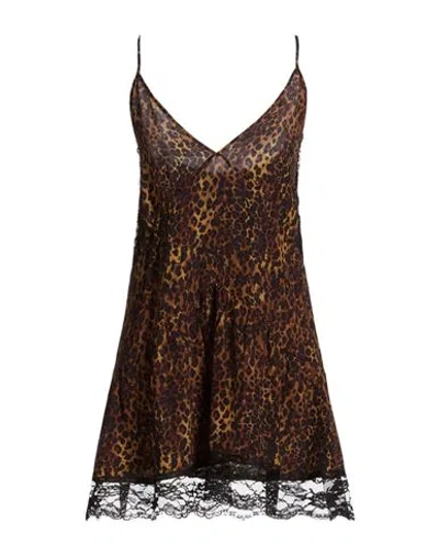 Liu •jo Woman Mini Dress Brown Size 8 Silk In Multi