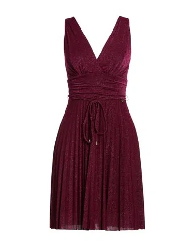 Liu •jo Woman Mini Dress Burgundy Size 12 Viscose, Polyamide, Polyester, Elastane In Red