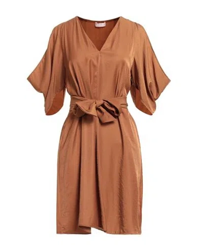 Liu •jo Woman Mini Dress Camel Size 10 Viscose, Polyester In Brown