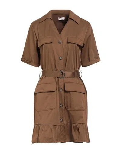 Liu •jo Woman Mini Dress Camel Size 12 Polyester, Polyamide In Brown