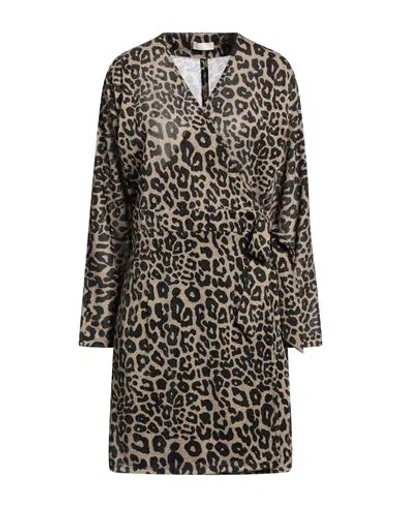 LIU •JO LIU •JO WOMAN MINI DRESS CAMEL SIZE 6 POLYESTER, POLYAMIDE, ELASTANE