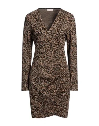 Liu •jo Woman Mini Dress Camel Size 8 Polyester, Cotton, Metallic Polyester, Polyamide, Elastane In Brown