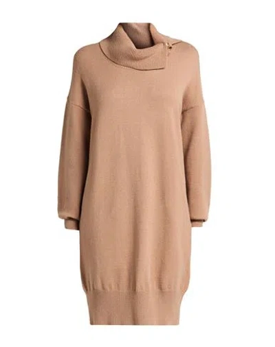 Liu •jo Woman Mini Dress Camel Size L Viscose, Polyester, Polyamide In Brown